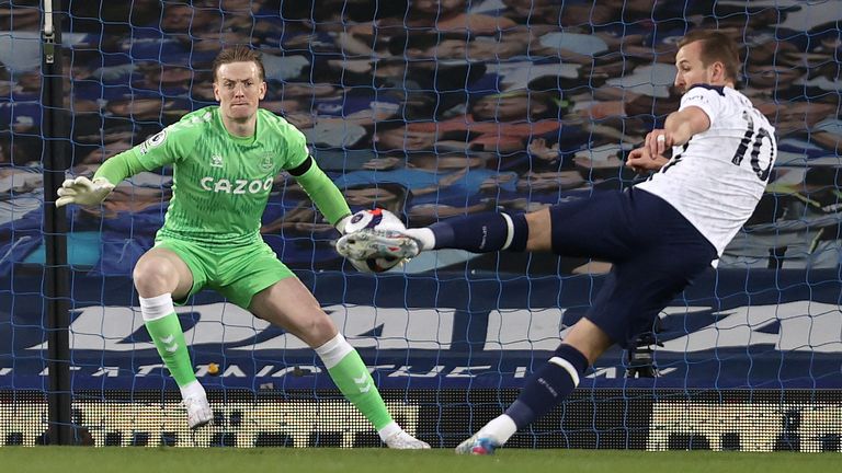 Harry Kane opens the scoring at Goodison