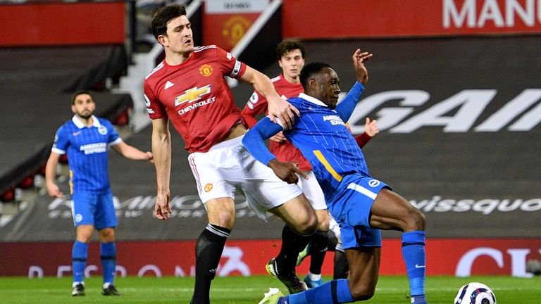Harry Maguire brushed Welbeck off the ball during a second-half incident