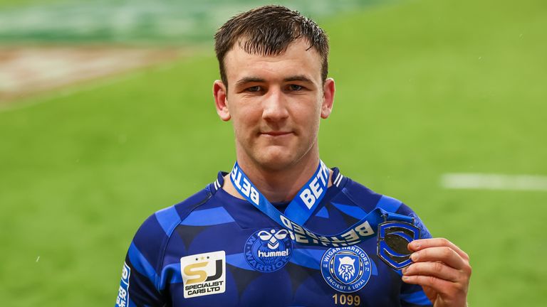 Picture by Alex Whitehead/SWpix.com - 26/03/2021 - Rugby League - Betfred Super League - Leigh Centurions v Wigan Warriors - Emerald Headingley Stadium, Leeds, England - Wigan's Harry Smith wins Man of the Match.