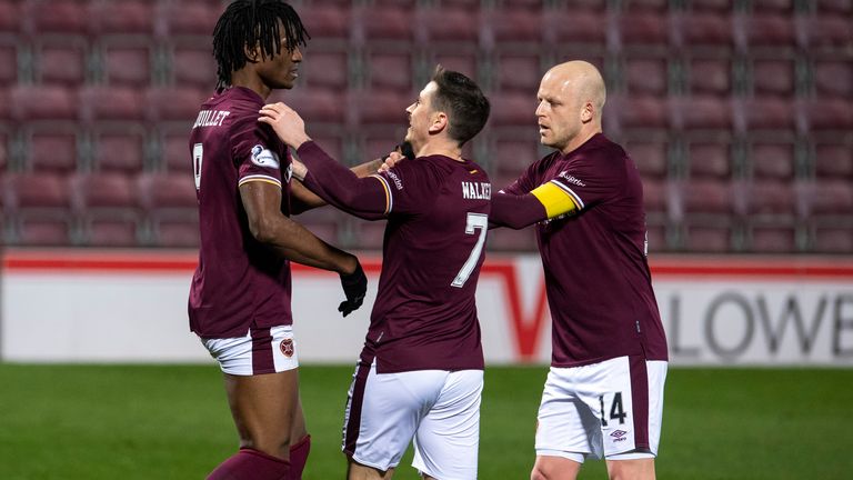 Hearts put themselves in position to clinch the title with a 6-0 Friday night win over Alloa