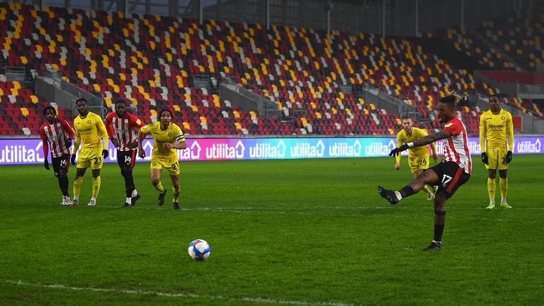 Toney's calm penalty-taking technique has been eye-catching this term