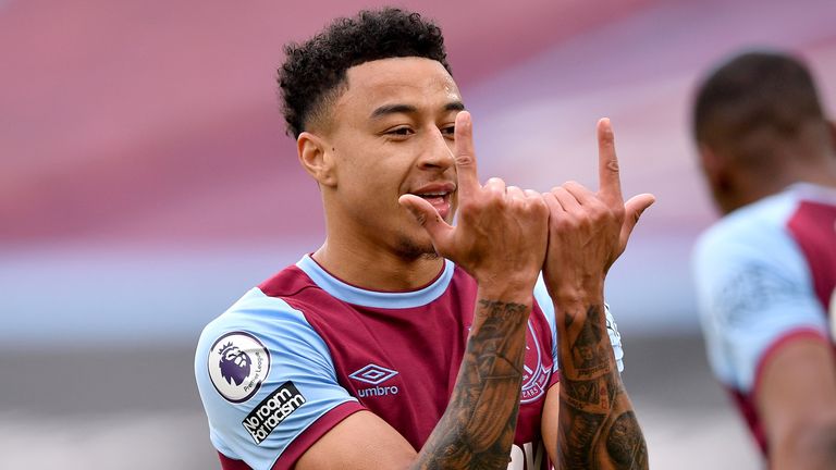 West Ham United's Jesse Lingard celebrates scoring their side's first goal of the game during the Premier League match at the London Stadium, London. Picture date: Sunday March 21, 2021 (PA)