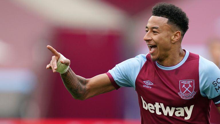 West Ham's Jesse Lingard celebrates after scoring his side's opening goal