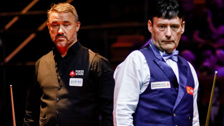 Jimmy White of England reacts during the third exhibition game against Stephen Hendry of Scotland on day four of 2017 Hong Kong Masters at Queen Elizabeth Stadium on July 23, 2017 in Hong Kong, China. (Photo by Visual China Group via Getty Images/Visual China Group via Getty Images)