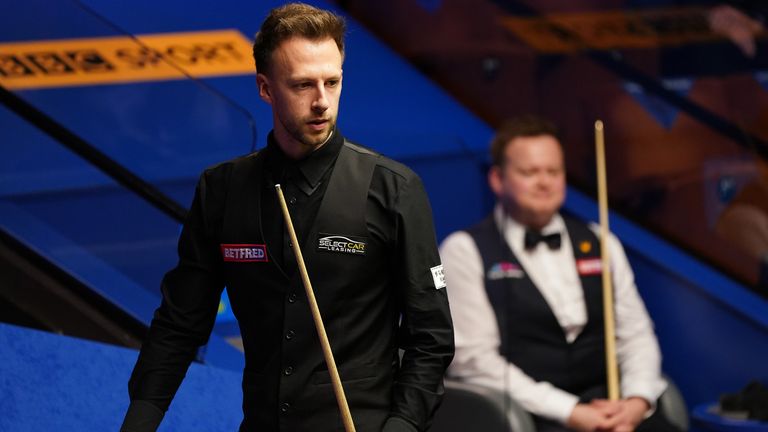 England's Judd Trump during day 12 of the Betfred World Snooker Championships 2021 at Crucible Theatre on April 28, 2021 in Sheffield, England. (Photo by Zac Goodwin - Pool/Getty Images)