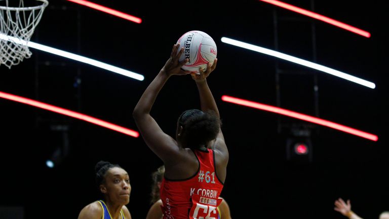 Kadeen Corbin excelled for Saracens Mavericks against Team Bath Netball in Round Nine (Image Credit - Morgan Harlow)