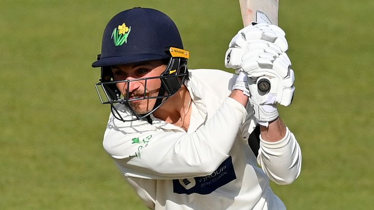 Getty: Kiran Carlson of Glamorgan bats during day one of the LV= County Championship match between Glamorgan and Sussex at Sophia Gardens on April 15, 2021 in Cardiff, Wales. (Photo by Dan Mullan/Getty Images)