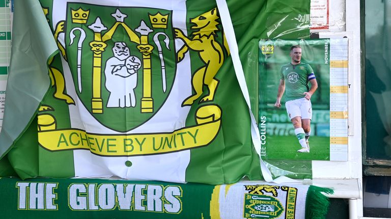 Tributes have been laid outside Huish Park in memory of captain Lee Collins
