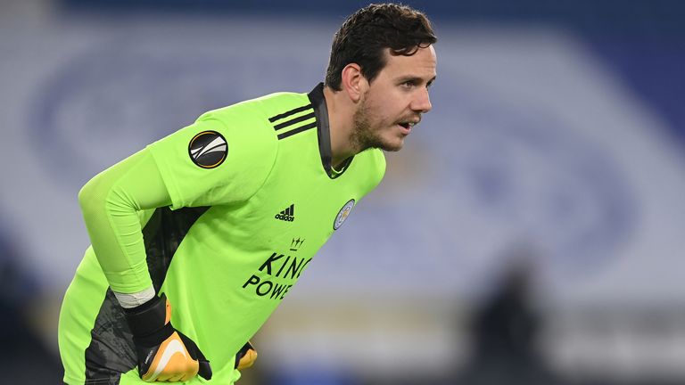 Leicester City goalkeeper Danny Ward during the UEFA Europa League Group G match at the King Power Stadium, Leicester