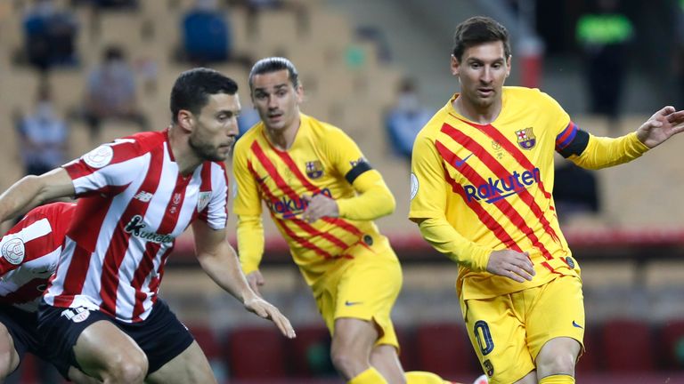 Lionel Messi looks to find a route past Athletic Bilbao on Saturday