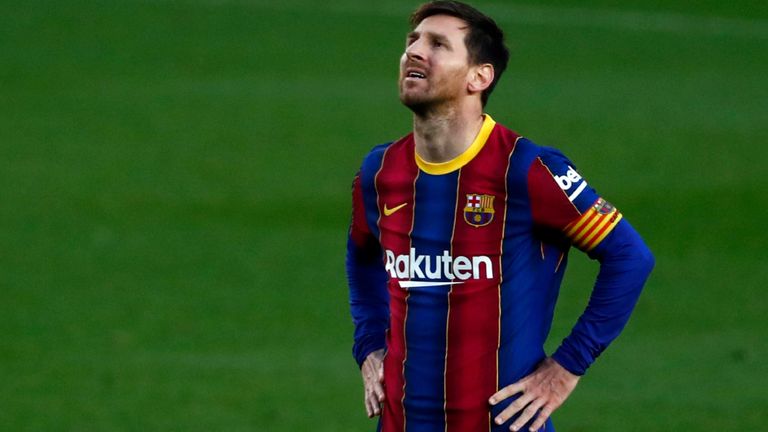 Lionel Messi reacts to Barcelona's shock Granada defeat