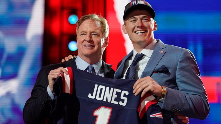 Mac Jones was the 15th pick by the New England Patriots during Thursday's first round (AP Photo/Tony Dejak)