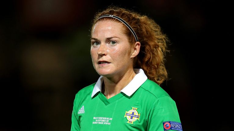 Northern Ireland&#39;s Marissa Callaghan during the UEFA Women&#39;s Euro 2021 Qualifying Group C match at Rodney Parade, Newport.