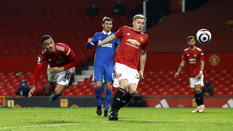 Greenwood reacted quickly to direct Pogba's effort on target