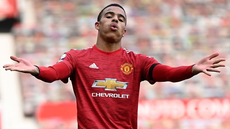 Manchester United's Mason Greenwood celebrates scoring his second goal against Burnley