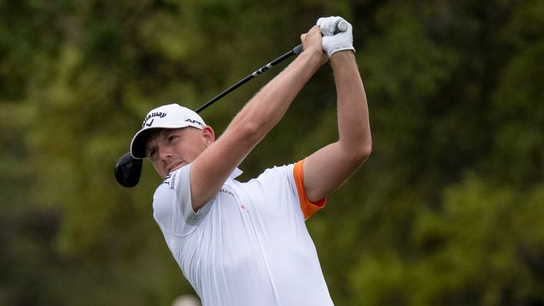 Matt Wallace hits his second shot during the third round of the 2021 Valero Texas Open golf tournament in San Antonio