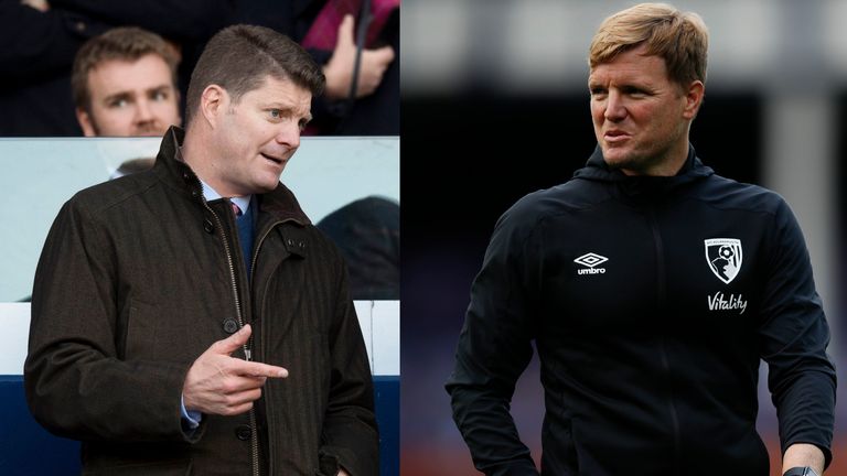 Celtic&#39;s incoming CEO Dominic McKay (left) and Eddie Howe (right)