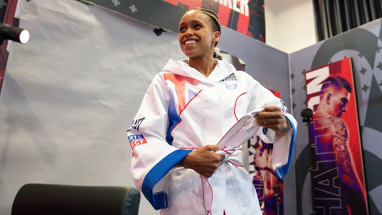 *** FREE FOR EDITORIAL USE ***.Natasha Jonas during todays Media Day.28 April 2021.Picture By Dave Thompson Matchroom Boxing