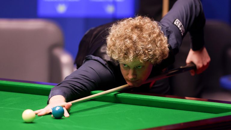Neil Robertson of Australia plays a shot during the Betfred World Snooker Championship Round Two match between Jack Lisowski of England and Neil Robertson of Australia at Crucible Theatre on April 22, 2021 in Sheffield, England. A maximum of 50% of the venue capacity is allowed to open for spectators as part of a Government pilot event. (Photo by George Wood/Getty Images)