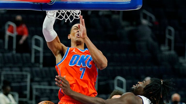 AP - Oklahoma City Thunder forward Darius Bazley (7) dunks