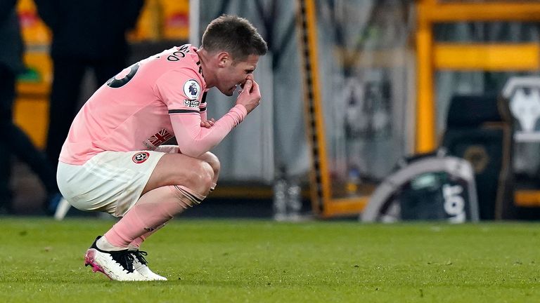 Oliver Norwood after the final whistle at Molineux sealed Sheffield United's relegation