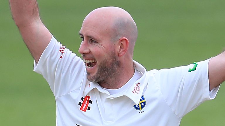 PA - Durham's Chris Rushworth celebrates the wicket of Nottinghamshire's Ben Duckett during the LV= Insurance County Championship match at Trent Bridge, Nottingham. Picture date: Sunday April 11, 2021.
