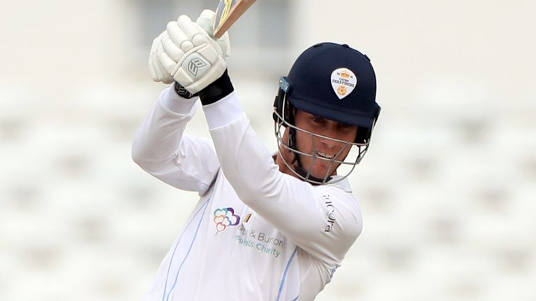 PA - Derbyshire's Luis Reece bats during day three of the Bob Willis Trophy match at Trent Bridge, Nottingham. PA Photo. Picture date: Monday August 3, 2020. See PA story CRICKET Derbyshire. Photo credit should read: Mike Egerton/PA Wire. RESTRICTIONS: Editorial use only. No commercial use without prior written consent of the ECB. Still image use only. No moving images to emulate broadcast. No removing or obscuring of sponsor logos.