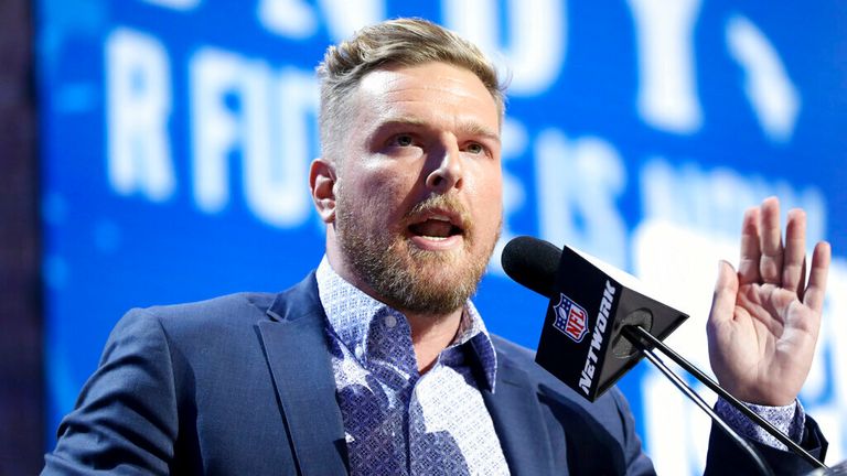 AP - Former Indianapolis Colts player Pat McAfee announces the Colts&#39; third round pick at the NFL football draft, in Nashville