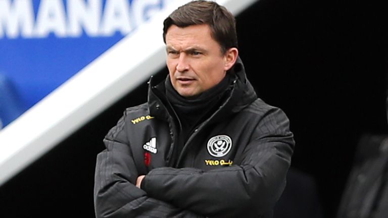 Sheffield United caretaker manager Paul Heckingbottom on the touchline during the Premier League match at King Power Stadium, Leicester. Picture date: Sunday March 14, 2021.