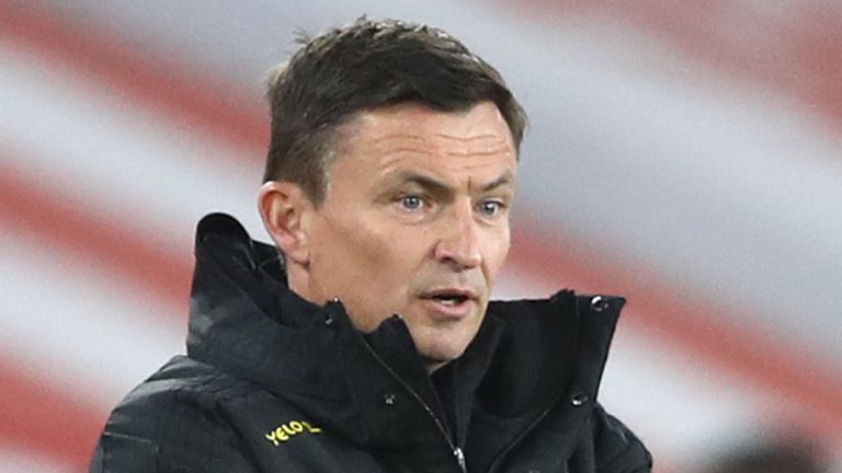 Sheffield United interim manager Paul Heckingbottom on the touchline during the Premier League win against Brighton.
