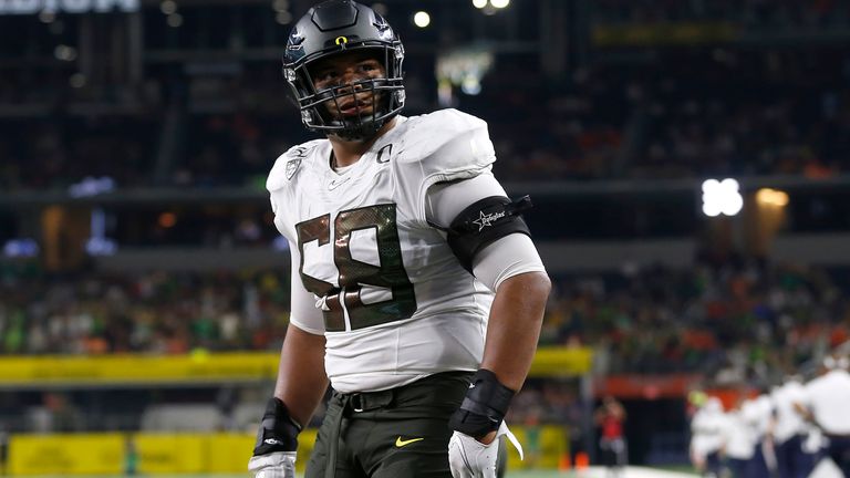 Oregon offensive lineman Penei Sewell looks set to be a high pick (AP Photo/Ron Jenkins)