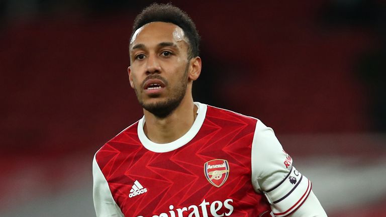 Arsenal striker Pierre-Emerick Aubameyang in action against Manchester City