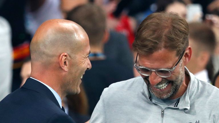 Zinedine Zidane and Jurgen Klopp face each other on Tuesday for the first time since the 2017/18 Champions League final