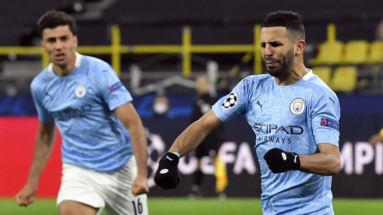 Riyad Mahrez scored a penalty for Man City vs Borussia Dortmund