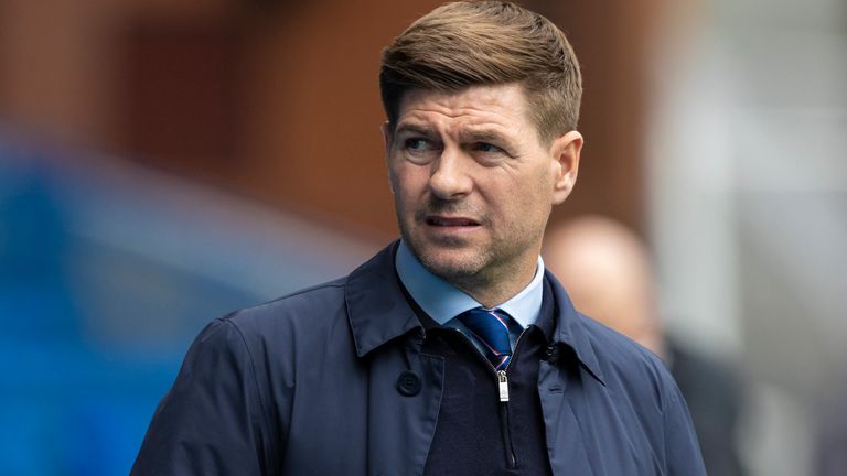 GLASGOW, SCOTLAND - APRIL 18: Rangers manager Steven Gerrard during a Scottish Cup tie between Rangers and Celtic at Ibrox Stadium, on April 18, 2021, in Glasgow, Scotland. (Photo by Craig Williamson / SNS Group)