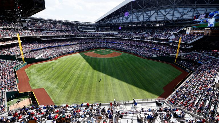 A view as the Texas Rangers take on the Toronto Blue Jays in the top of the fourth inning on Opening Day at Globe Life Field on April 05, 2021 in Arlington, Texas. (Photo by Tom Pennington/Getty Images)