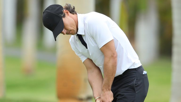 Thorbjorn Olesen of Denmark putts on the seventh hole during the second round of the Gran Canaria Open