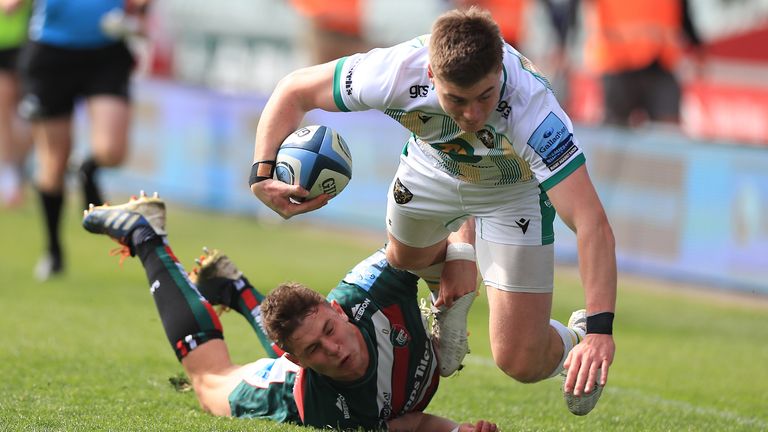 Leicester Tigers v Northampton Saints - Gallagher Premiership - Welford Road
Leicester Tigers' Freddie Steward tackles Northampton Saints' Tommy Freeman during the Gallagher Premiership match at Welford Road, Leicester. Issue date: Saturday April 24, 2021.