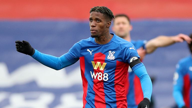 Wilfried Zaha shows his frustration during the 4-1 reverse to Chelsea
