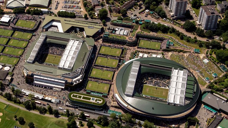 PA - Aerial shot of Wimbledon: Photo credit:Thomas Lovelock/AELTC Pool/PA Wire. 