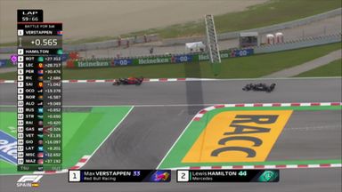 Hamilton passes Verstappen for the lead!