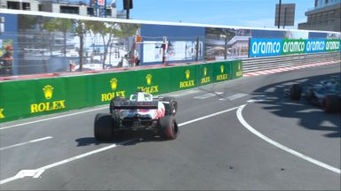 Schumacher clips the barriers 