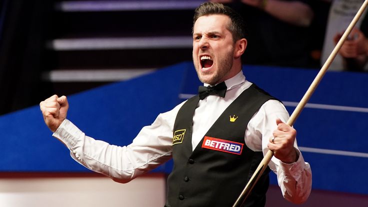 Mark Selby of England celebrates victory during the Final between Shaun Murphy and Mark Selby on day seventeen of the Betfred World Snooker Championship at the Crucible Theatre on May 3, 2021 in Sheffield, England. (Photo by Zac Goodwin - Pool/Getty Images)