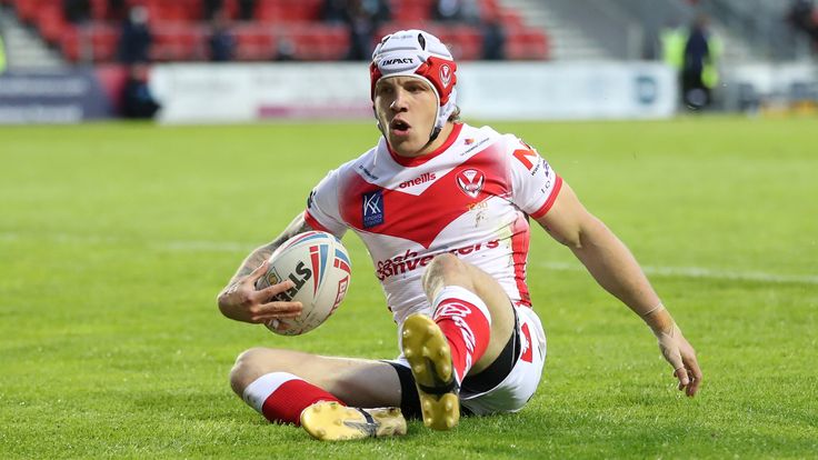 St Helens v Salford Red Devils - Betfred Super League - Totally Wicked Stadium
St Helens' Theo Fages scores their second try of the match during the Betfred Super League match at The Totally Wicked Stadium, St Helens. Picture date: Monday May 17, 2021.