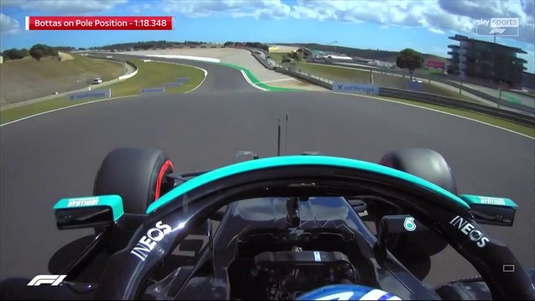 Go onboard with Valtteri Bottas for his full pole-winning lap of 1:18.348 and hear his team radio reaction at the end of Portuguese GP qualifying