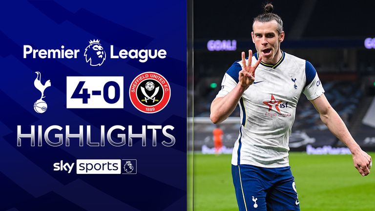 Tottenham 4 0 Sheffield United Gareth Bale Hits Hat Trick In Rout As Spurs Stay In Champions League Hunt Football News Sky Sports