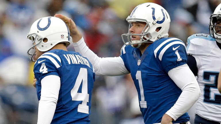 Vinatieri made his announcement on a podcast hosted by former teammate Pat McAfee (right)