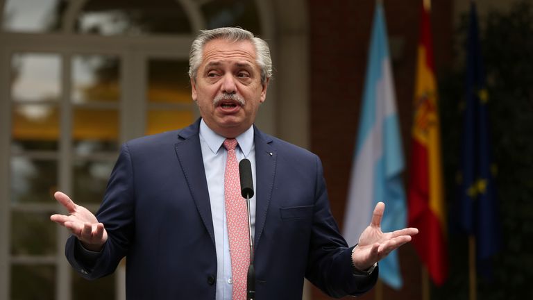 AP - Argentina president Alberto Fernandez
