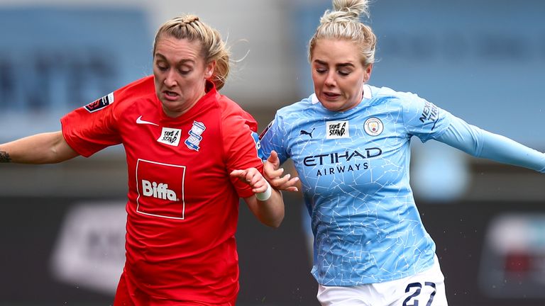 Claudia Walker of Birmingham City Women and Alex Greenwood of Manchester City