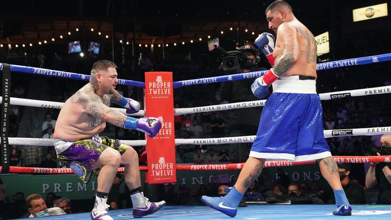 Ruiz Jr was knocked down in the second round                               